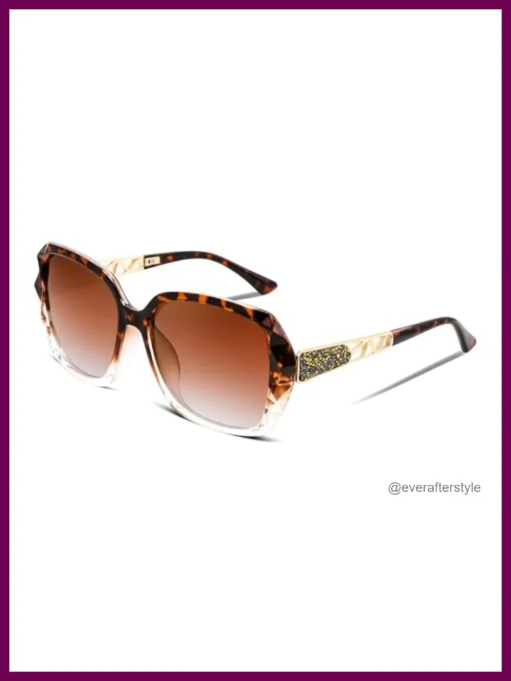 Sparkling Crystal Decorated Polarized Square Sunglasses UV400 Protection for